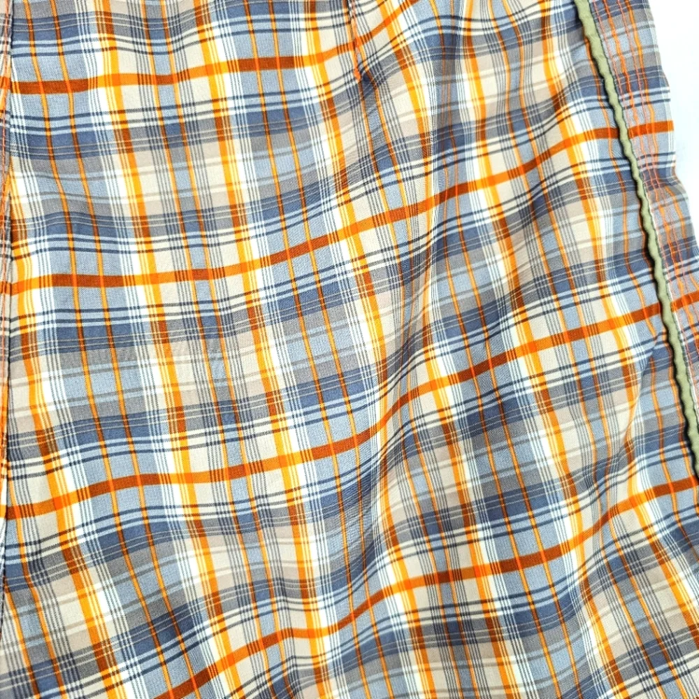The North‎ Face Board Shorts Orange Gray White Plaid Unlined Men's Size 32